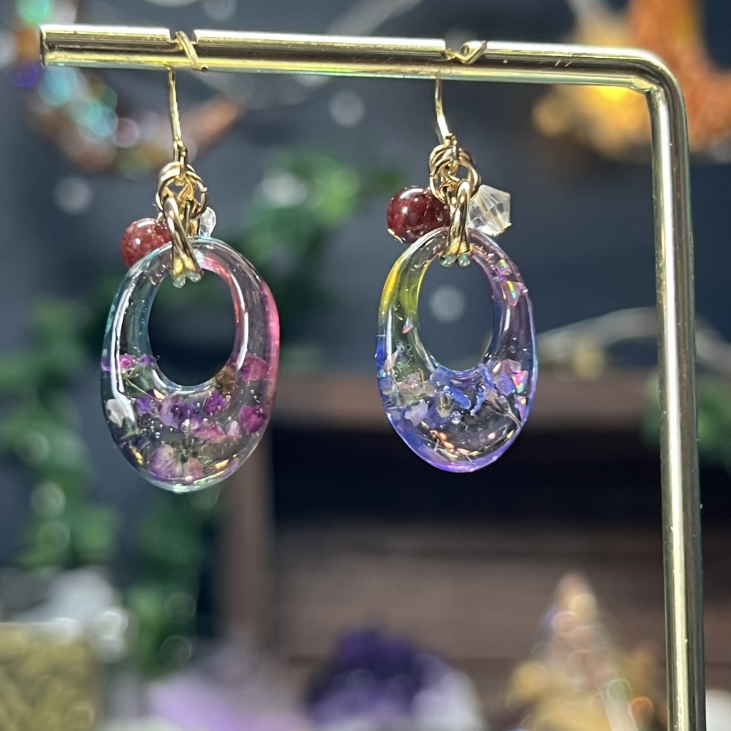 【NorthernLights】お花と天然石のピアス -2024FW-