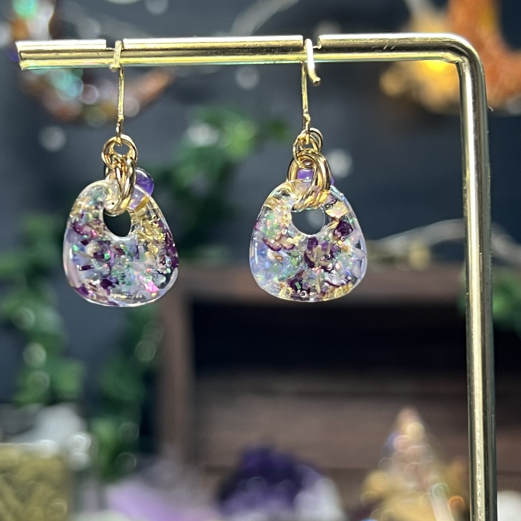 【NorthernLights】お花と天然石のピアス -2024FW-