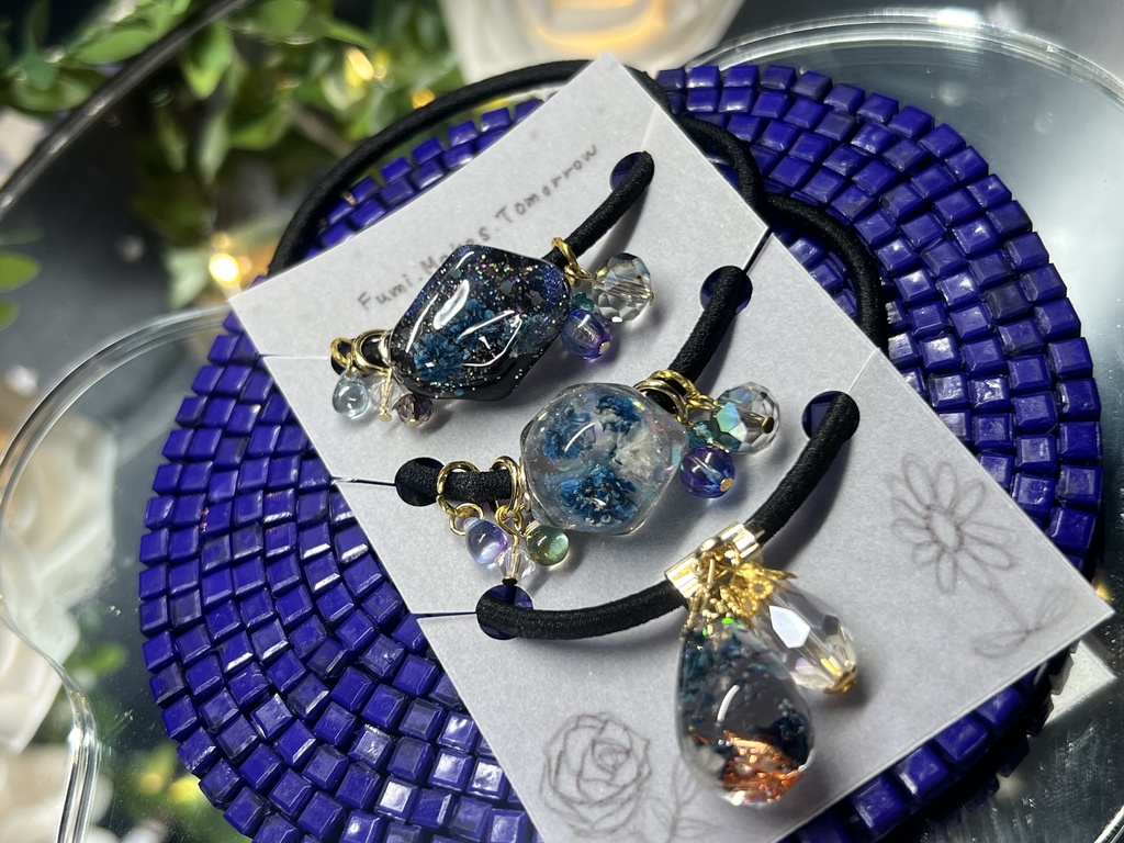 かすみそうレジンのヘアアクセサリー