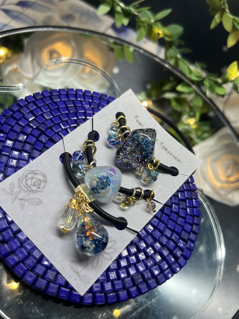 かすみそうレジンのヘアアクセサリー