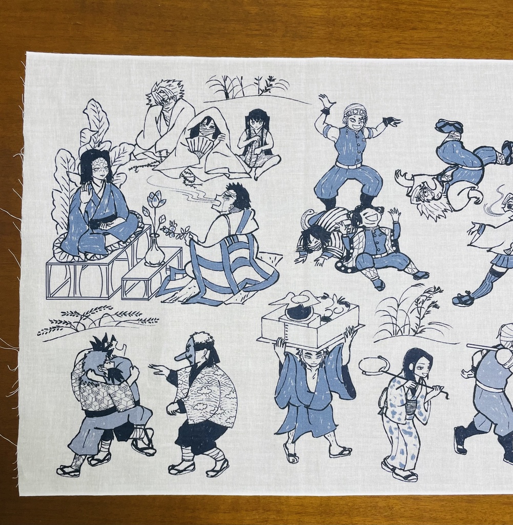 鳥獣戯画風てぬぐい