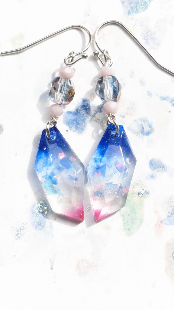 レジン耳飾り 五月晴