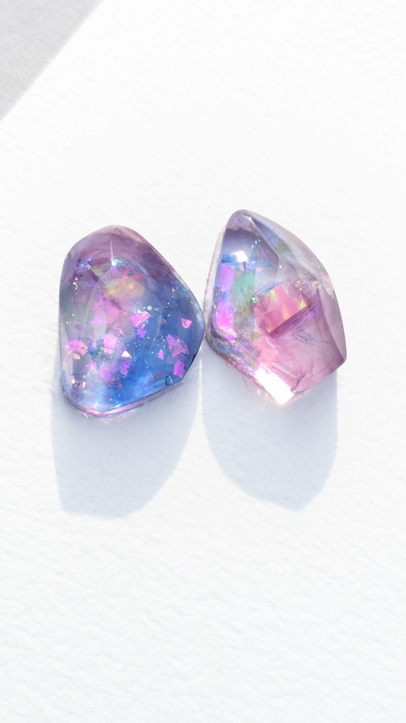 レジン耳飾り 薔薇の雫