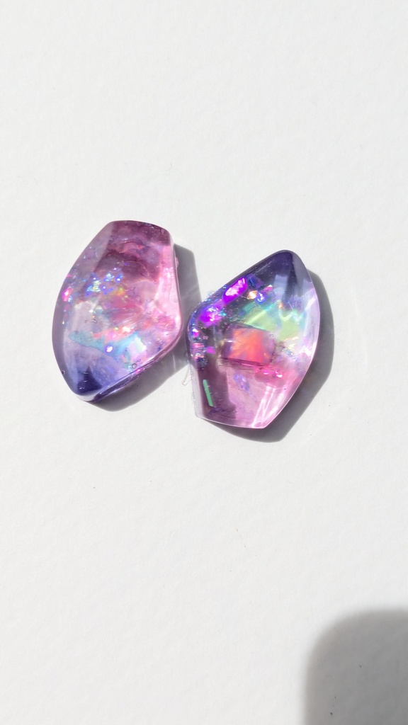 レジン耳飾り 薔薇の雫