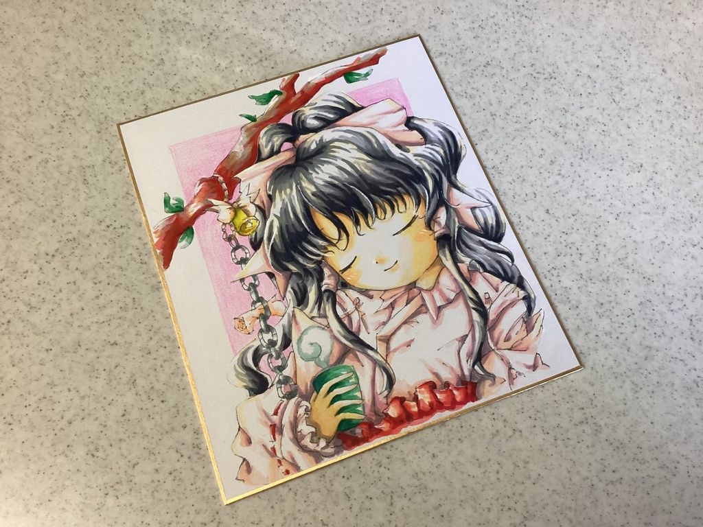 ★蓬レ【東方Project】小色紙原画【蓬莱少女繪幻想・繪描的幻視板】