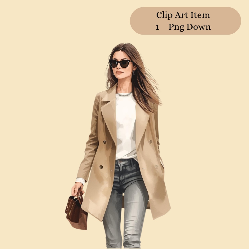 Working　Womanクリップアート　1枚　テクスチャ