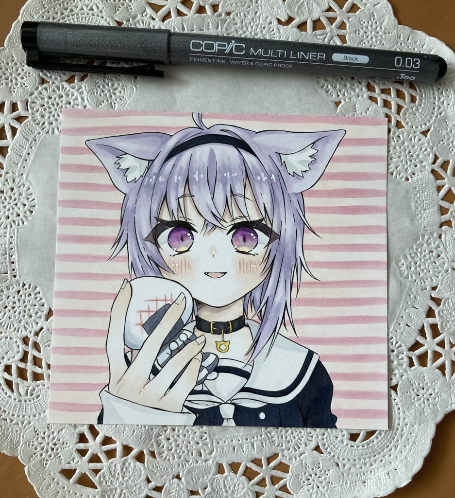 猫又おかゆ 手描きイラスト ホロライブ コピック たのし 猫又おかゆ 手描きイラスト ホロライブ コピック たのし