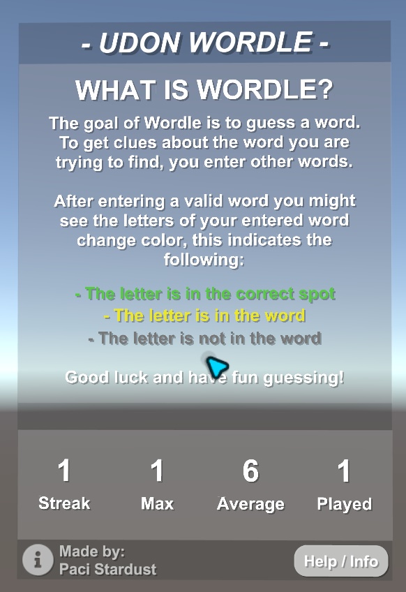 Udon Wordle - U# Based Wordle Port