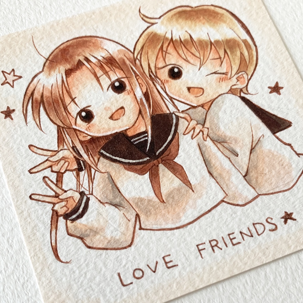 原画イラスト(仲良し二人組)