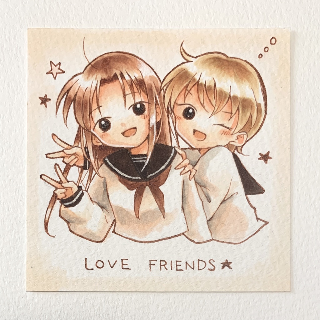 原画イラスト(仲良し二人組)