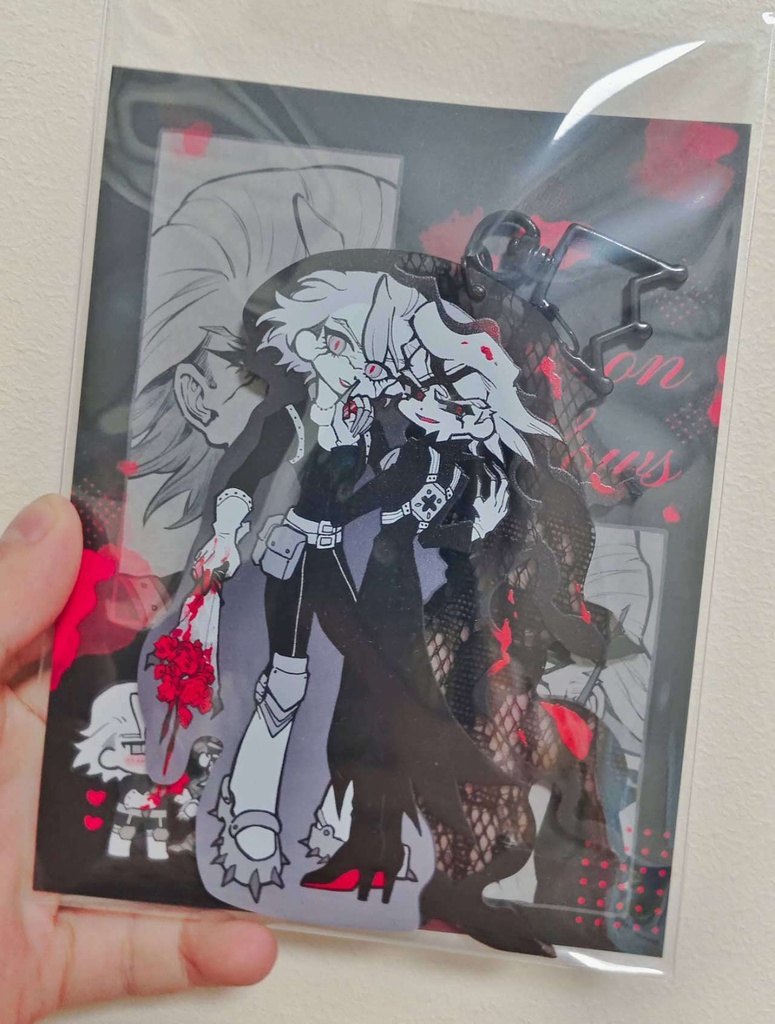 黒レース柄 アクリルキーホルダー