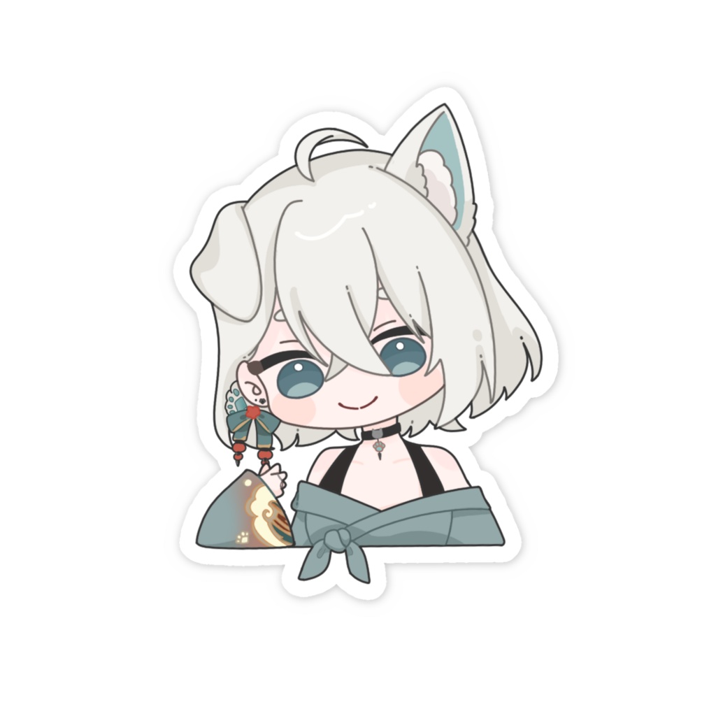 【誕生日記念】かわいい白狗と一緒に!【白狗翠_スマホステッカー】