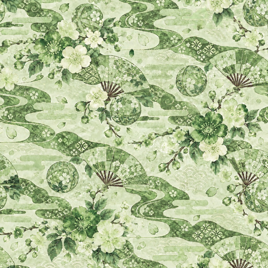🌸 桜と扇の華やかな和柄|シームレスデジタルペーパー10色セット Japanese Sakura & Folding Fan Seamless Digital Paper – 10 Colors