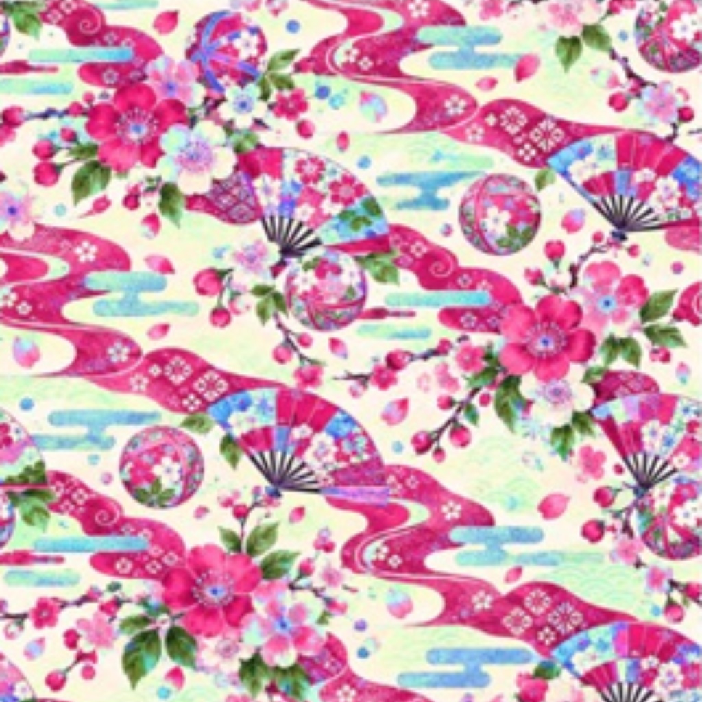紅と金の華やかな和柄|桜・扇・手まりのデジタルペーパー10色セット|Japanese Floral Digital Paper – 10 Colors
