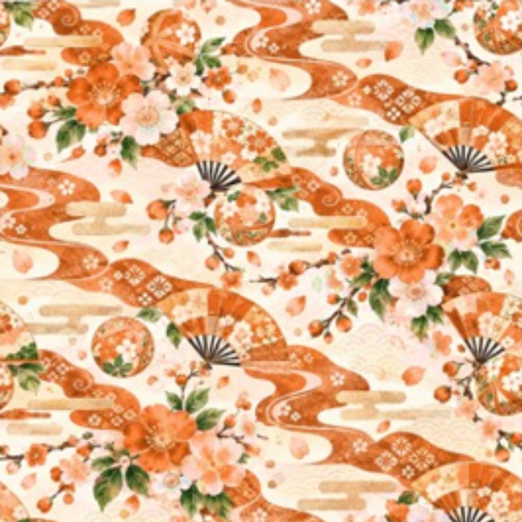 紅と金の華やかな和柄|桜・扇・手まりのデジタルペーパー10色セット|Japanese Floral Digital Paper – 10 Colors