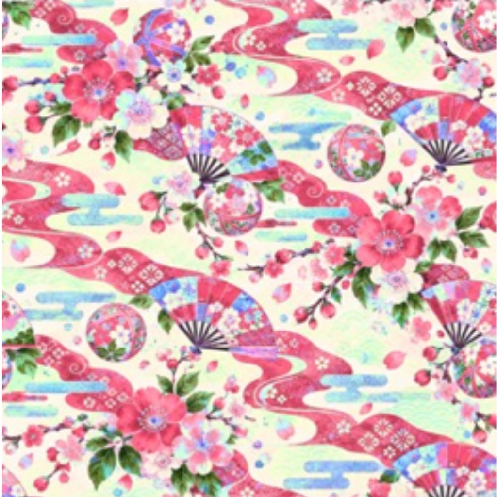 紅と金の華やかな和柄|桜・扇・手まりのデジタルペーパー10色セット|Japanese Floral Digital Paper – 10 Colors