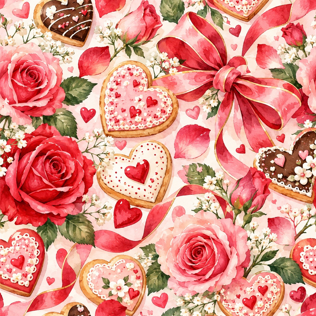 🌹 バラとハートクッキーの甘い贈り物 🌹 Roses & Heart Cookies