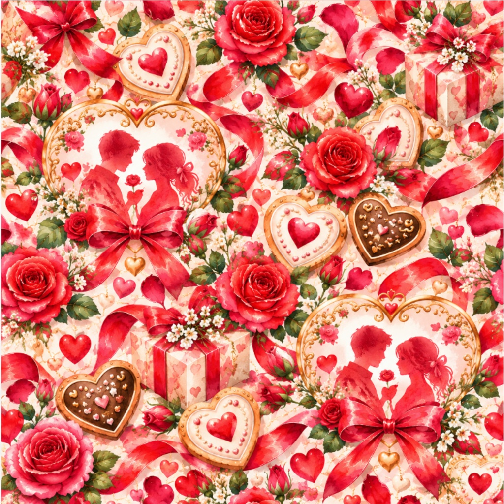 「永遠の恋を誓う二人・バレンタイン水彩デジタルペーパー10色セット」A Promise of Everlasting Love – Romantic Valentine Watercolor Digital Paper | 10 Colors