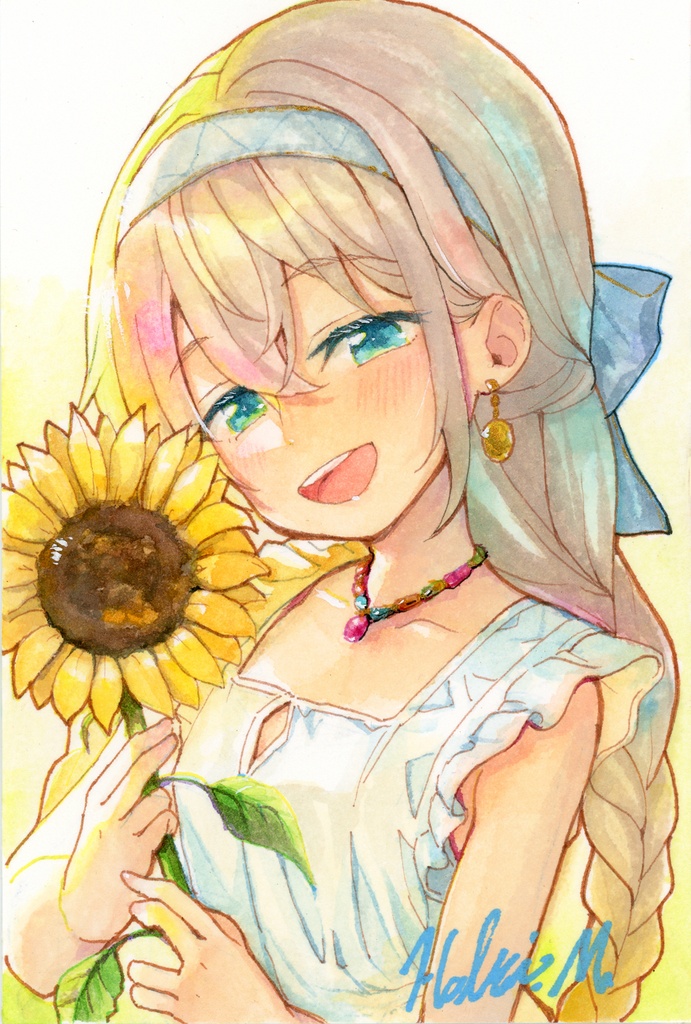 ひまわりと少女