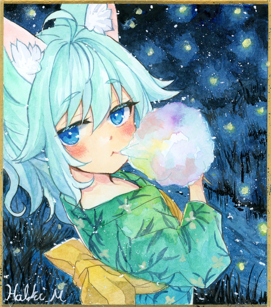 【アナログ色紙】浴衣そそぐちゃん【オリジナル】