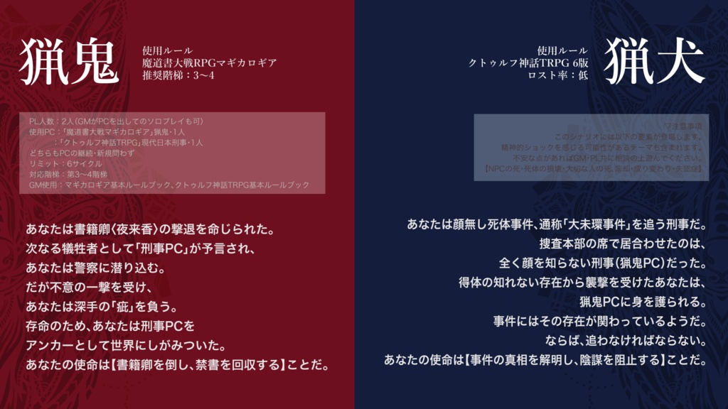 マギカロギア&CoC6版『猟猟犬鬼』