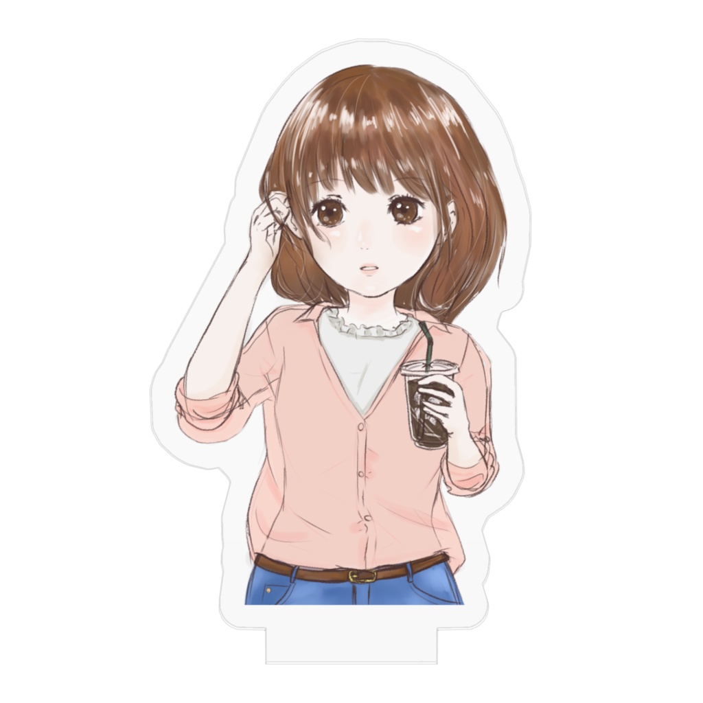 アイスコーヒーと女の子 アクリルフィギュア