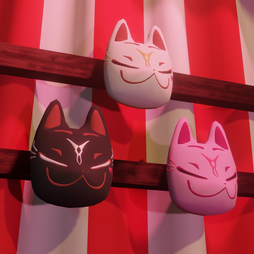 【3Dモデル】かわいい狐のお面♥ -Cute Fox Mask♥-【VRChat想定】