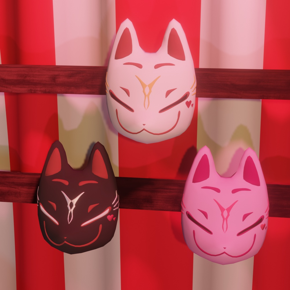 【3Dモデル】かわいい狐のお面♥ -Cute Fox Mask♥-【VRChat想定】