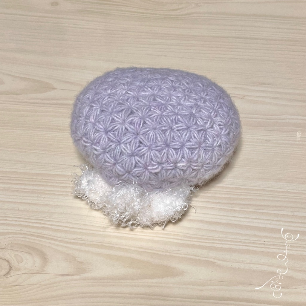 フリルブリムのリフ編みの帽子:(20cmぬい/通常サイズさん向け)