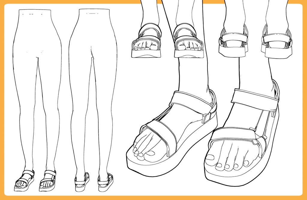 スポーツサンダル+下半身