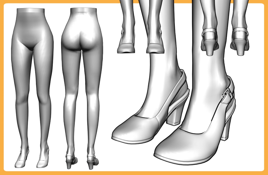 バックベルトパンプス+下半身