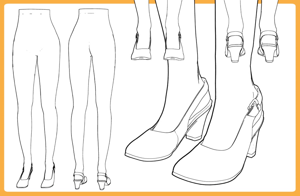 バックベルトパンプス+下半身