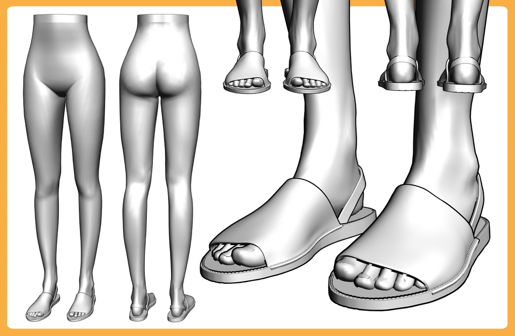 レザーサンダル+下半身