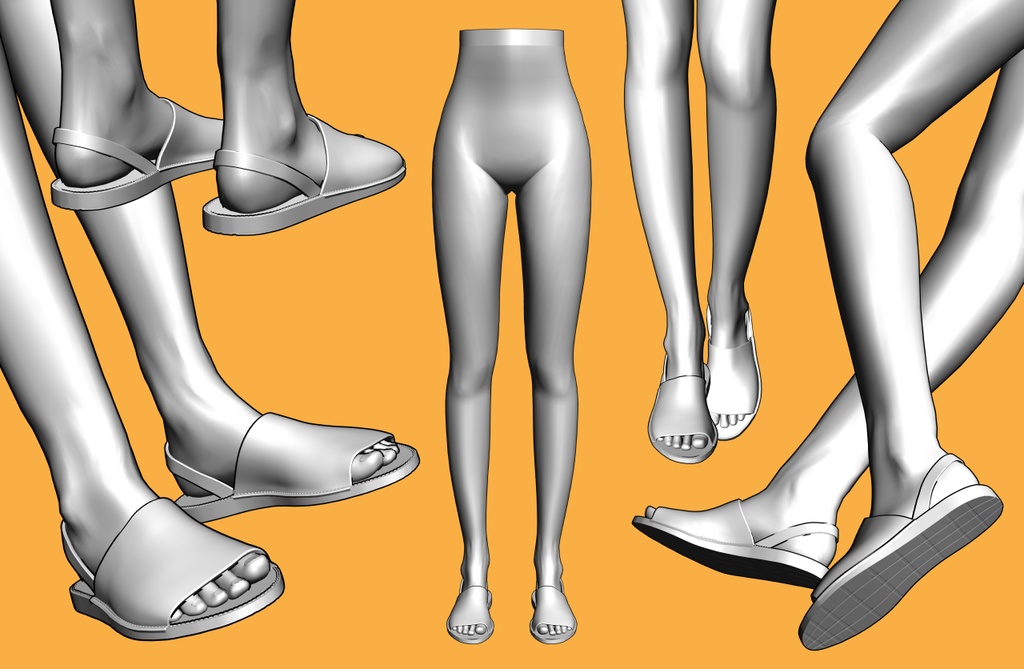 レザーサンダル+下半身