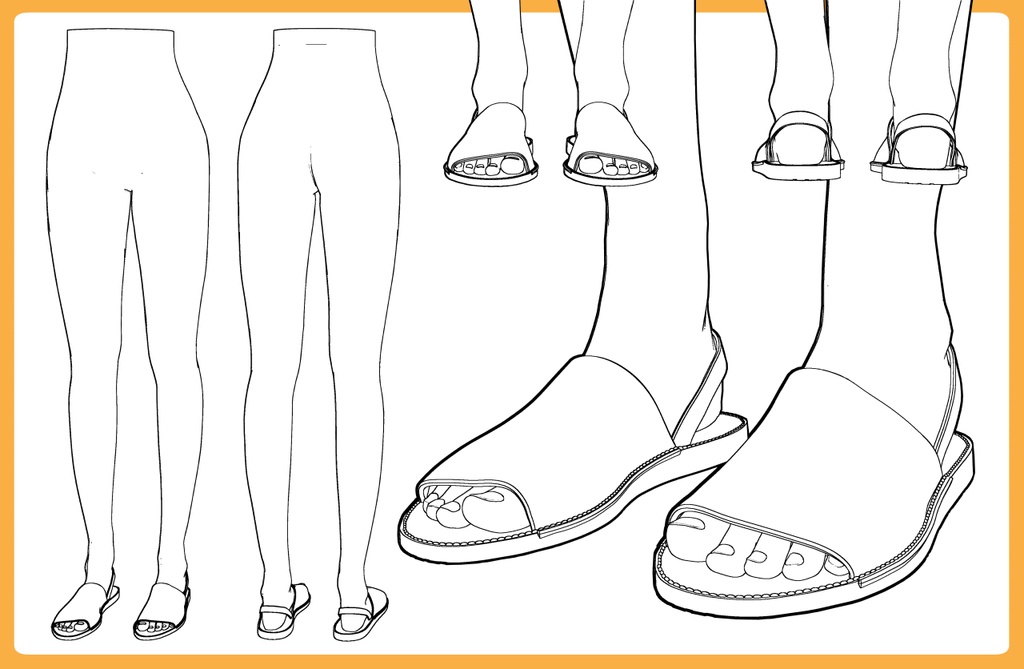 レザーサンダル+下半身