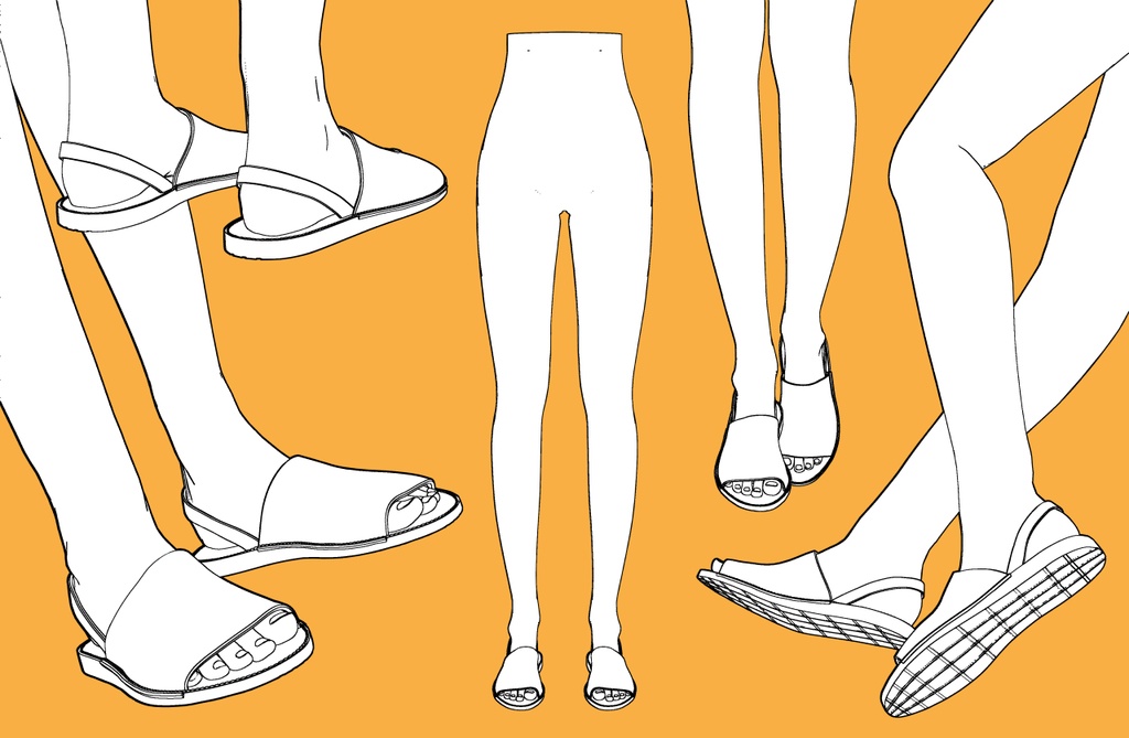 レザーサンダル+下半身