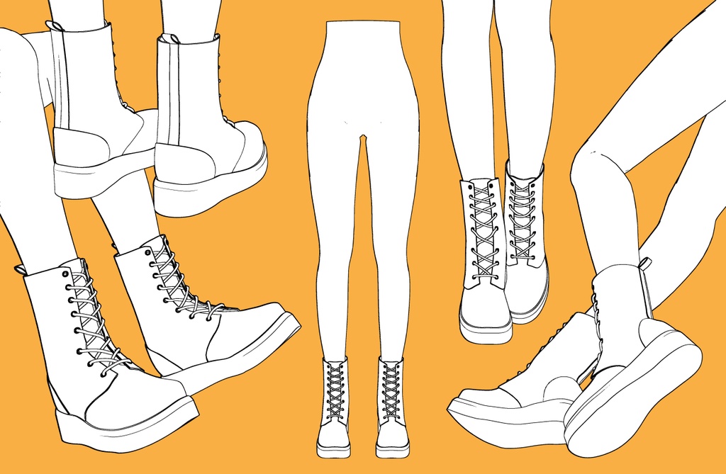 レースアップブーツ 厚底+下半身