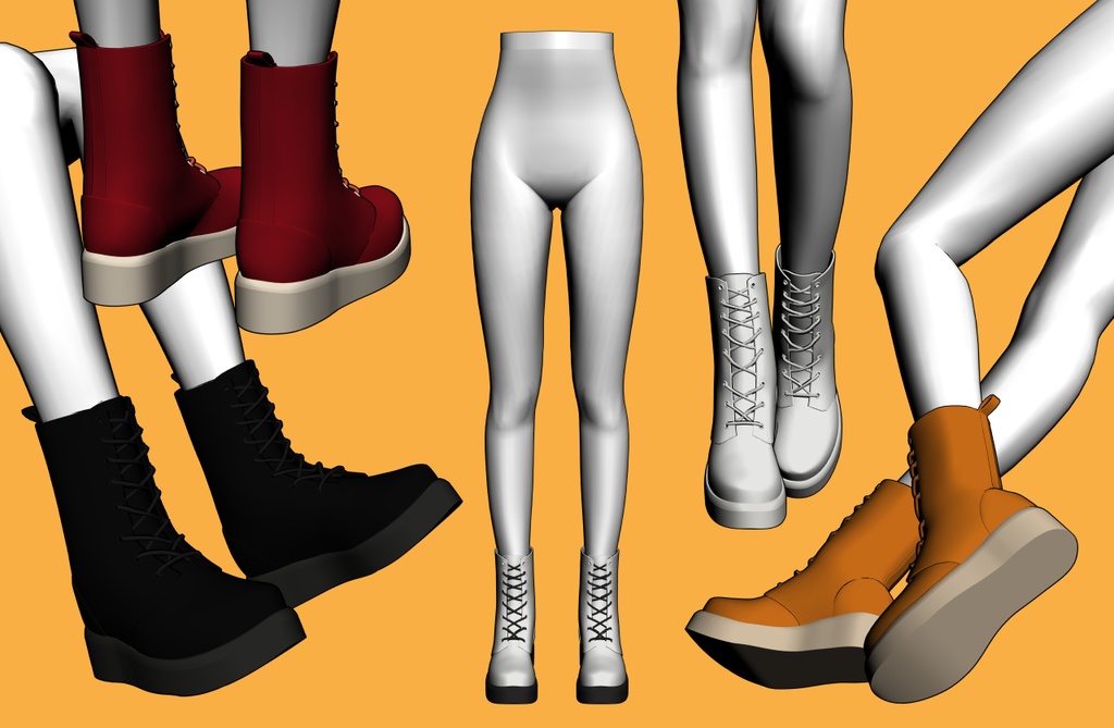 レースアップブーツ 厚底+下半身