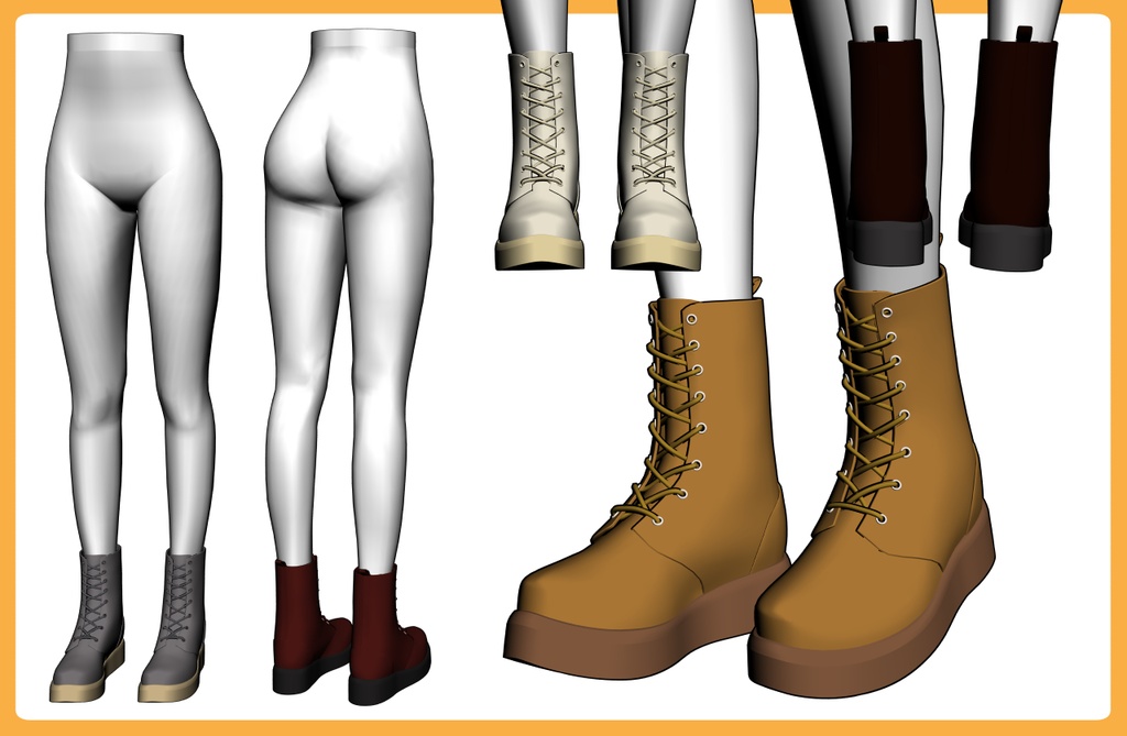 レースアップブーツ 厚底+下半身