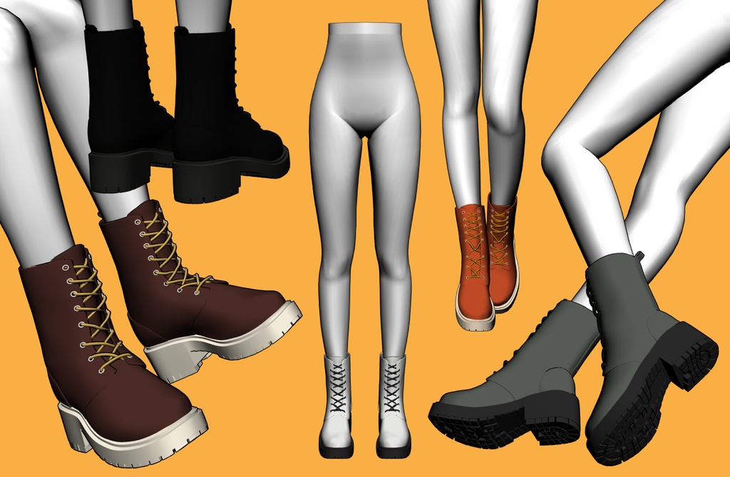 レースアップブーツ 厚底2+下半身