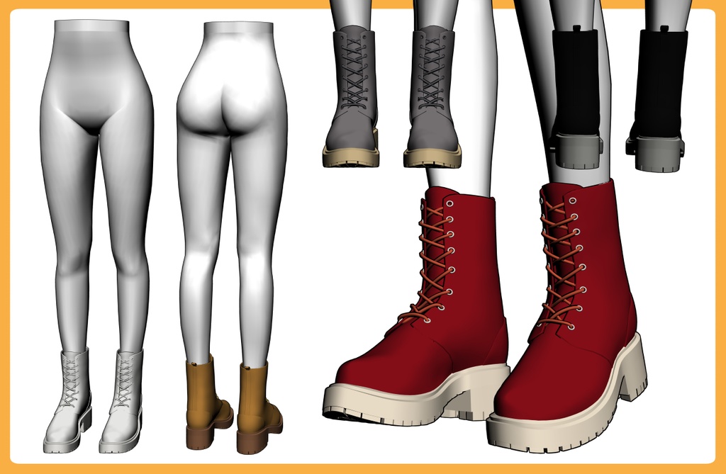 レースアップブーツ 厚底2+下半身