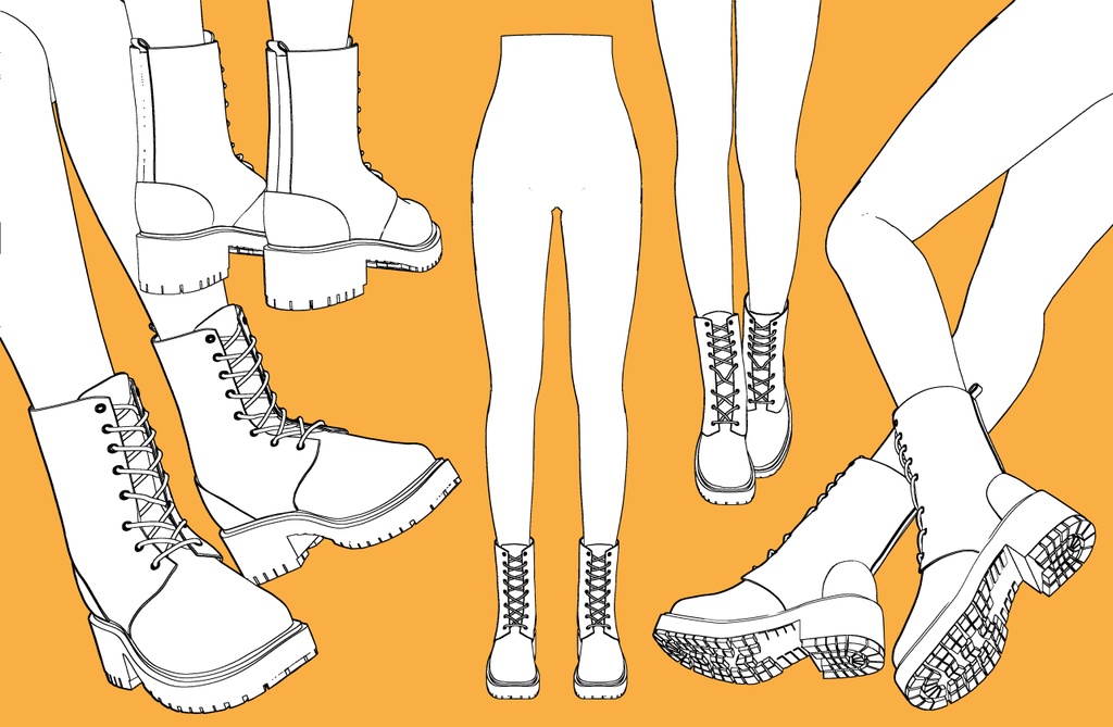 レースアップブーツ 厚底2+下半身