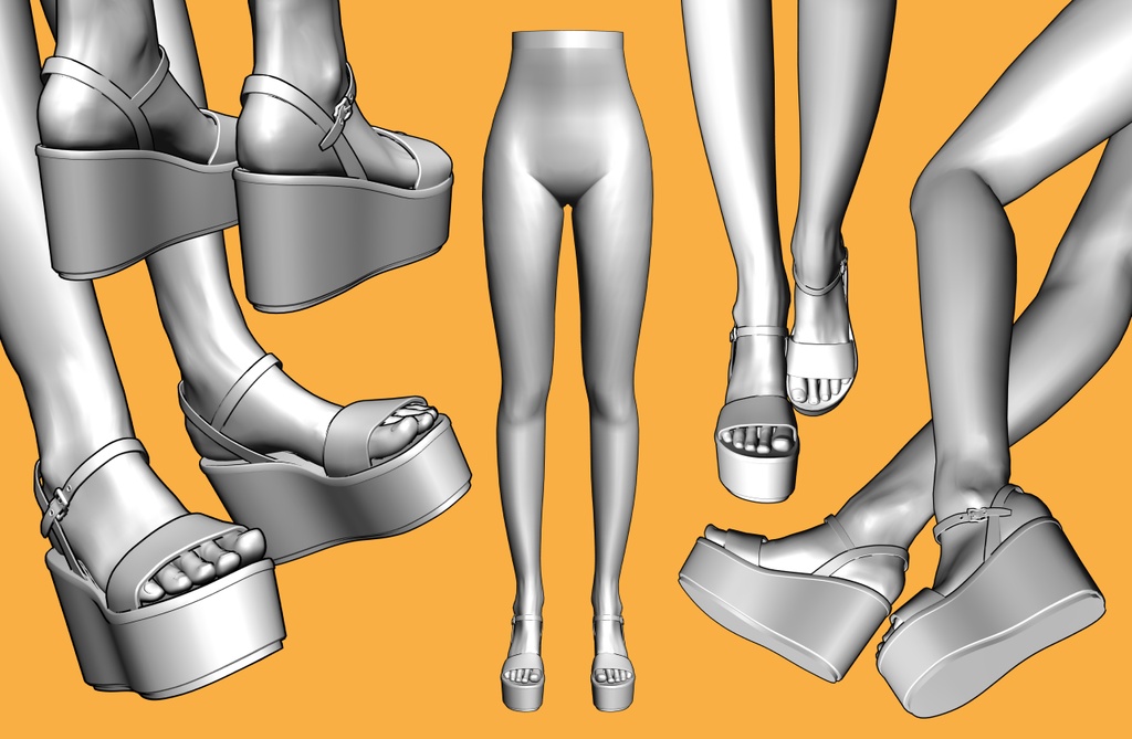ウェッジソールサンダル+下半身