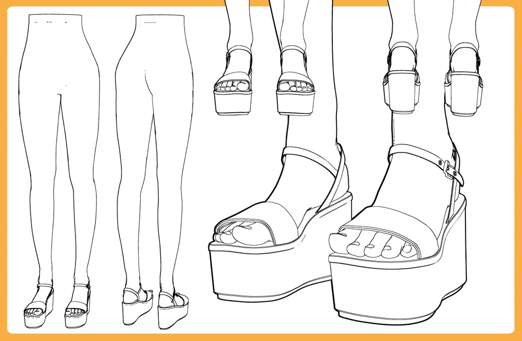 ウェッジソールサンダル+下半身