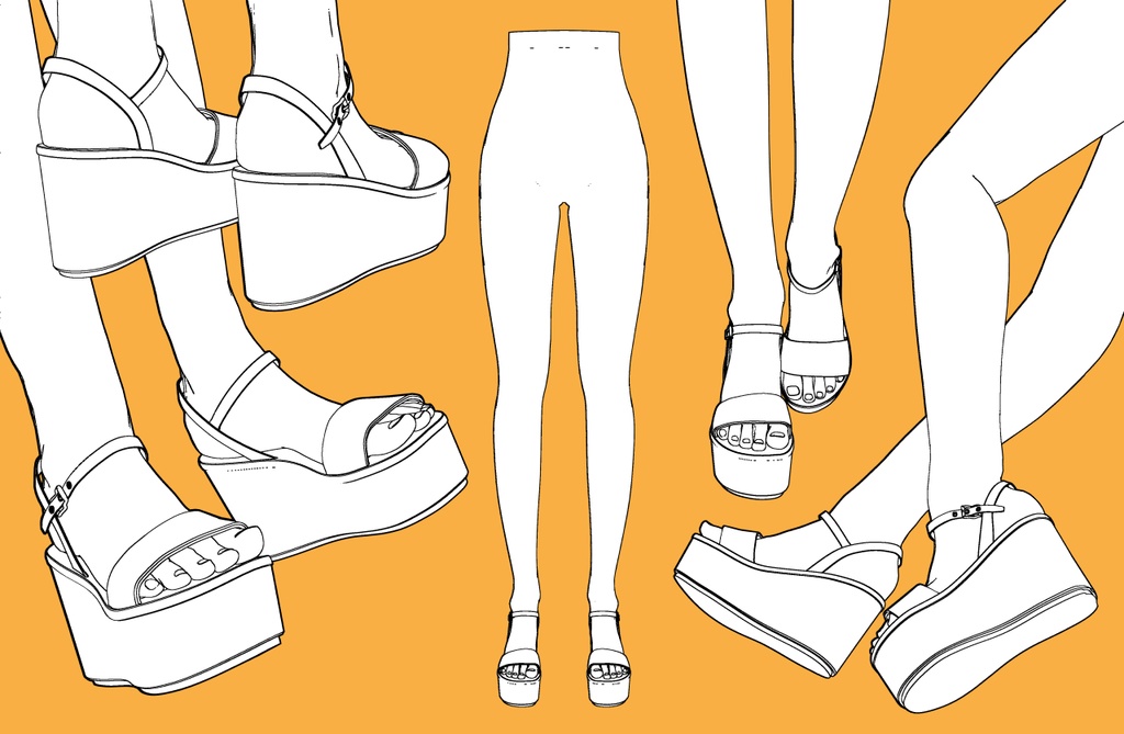 ウェッジソールサンダル+下半身