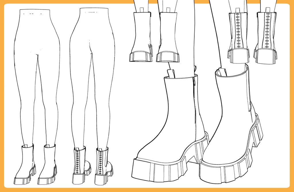 ボリュームソールブーツ+下半身