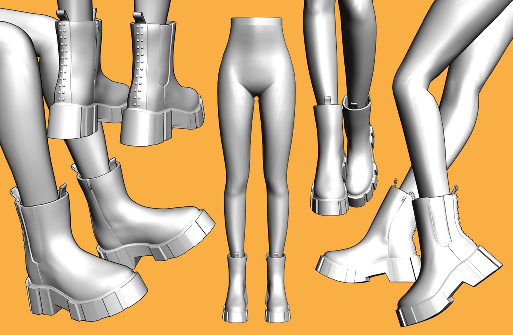 ボリュームソールブーツ+下半身