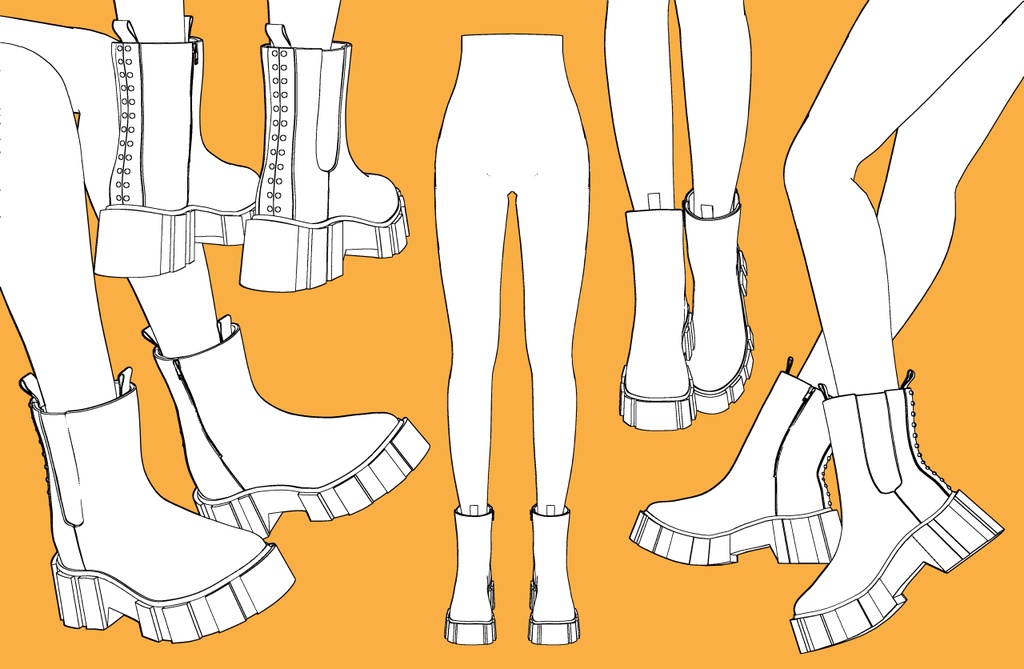 ボリュームソールブーツ+下半身