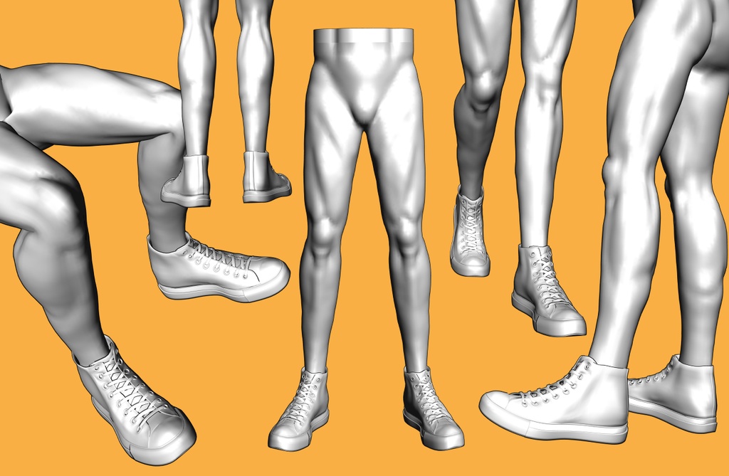 キャンバススニーカー+男性下半身