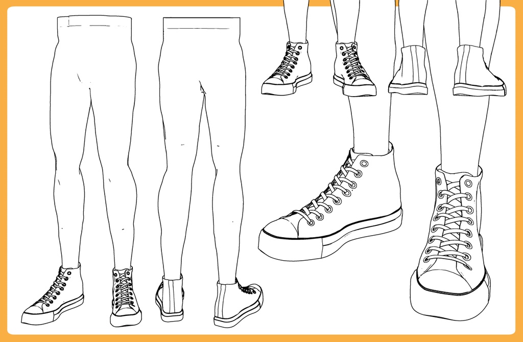 キャンバススニーカー+男性下半身